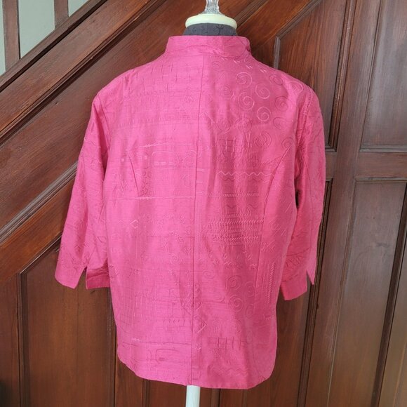 Coldwater Creek Womens PXL Pink Embrossed Silk Jacket - Picture 3 of 7